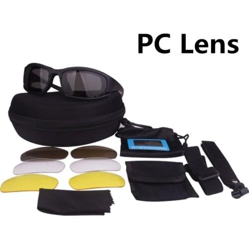 PC Glasses Army UV Protection Sunglasses Military Goggles 4 Lens Kit War Game Tactical Mens Glasses