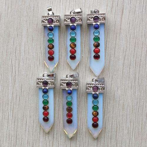 Wholesale 6pcs/lot 2020 new fashion opalite stone arrow shape pendants for necklace jewelry making free shipping