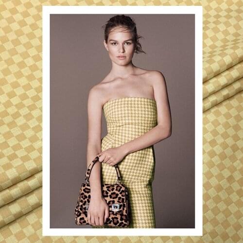 Original Plaid jacquard cotton linen fabric pure cotton cotton cotton linen shirt dress imported clothing fabric