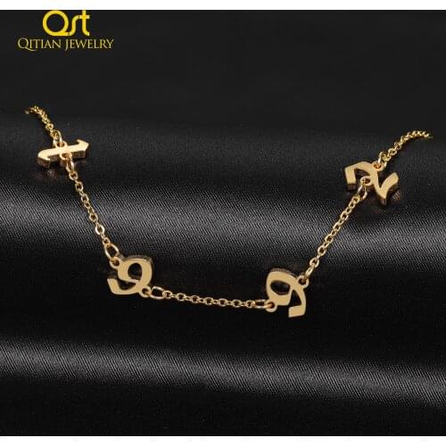 Customized Letters Chokers Necklace For Women Old English Gold Initial Year Date Pendant Gothic Necklace Personalized Jewellry