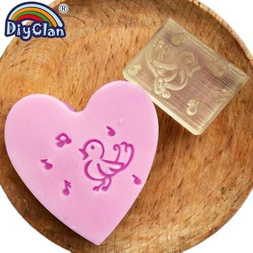 Bird singing handmade resin soap stamp custom DIY new resin Soap printed pattern heart soap chapter Z0018XN