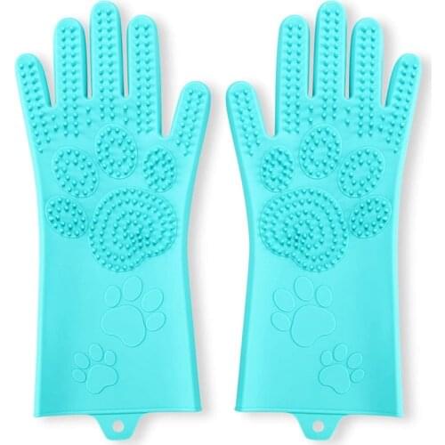 Pet Grooming Magic Gloves, Dog Cat Bathing Shampoo Brush, Silicone Hair Removal Gloves with Thick High Density Teeth