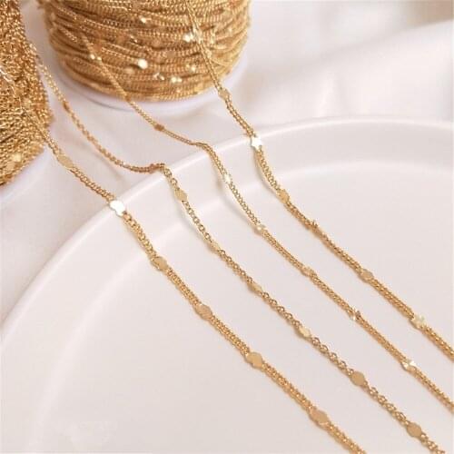 14K Gold Filled Heart-shaped five-pointed star circular piece sunflower cross chain handmade jewelry diy loose chain materials