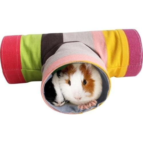 Collapsible Tunnel Small Pet Toys 11cm/4.33" Width Play Tunnel Colorful Hideaway for Ferret Rats Sugar Glider Rabbit