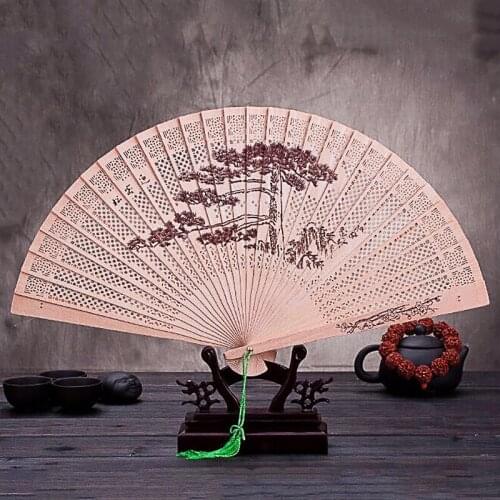 Hand-held fan Incense Sandalwood Handmade Fan Carved Wooden Fan Chinese Style Ladies Dance Fan