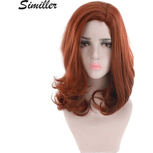Similler Brown Short Synthetic Wigs for Women Curly Hair High Temperature Fiber Heat Resistance Central Parting