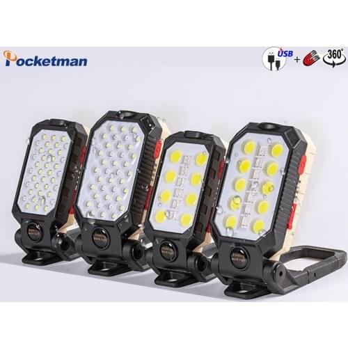 USB Rechargeable COB Work Light Portable LED Flashlight Adjustable Waterproof Camping Lantern Magnet Design with Power Display