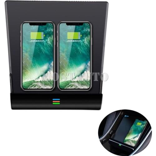 The Phone With QI Wireless Charging For Tesla Model 3 Model Y Wireless Car Charger Phone Fast Charger Plug And Play 2016-2021