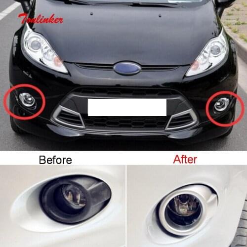Tonlinker Exterior Front fog light Cover case stickers for Ford Fiesta 2009-12 Car styling 2 PCS ABS Chrome Cover stickers