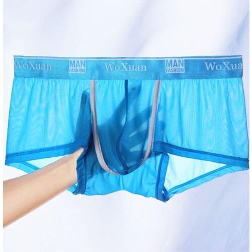 5PCS/Lots Men Underwear Ultra-thin Ice Silk Transparent Boxer Shorts Sexy Slip Homme Boxershorts Cueca Gay Panties Male Trunks
