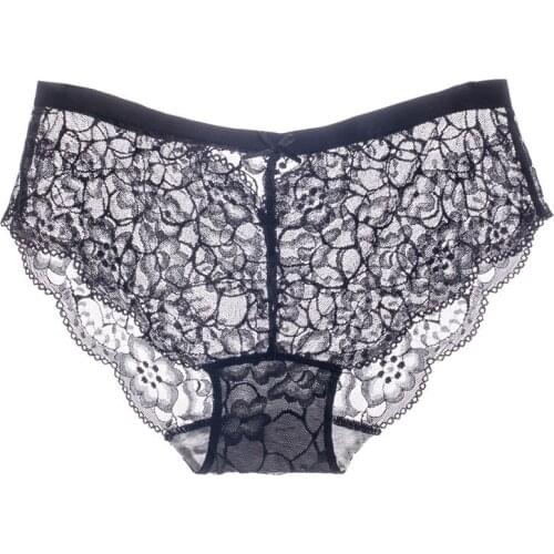 Seamless Underwear Mid Waisted Panties Transparent Large Sizes Sexy Lace See Through Briefs Womens Shorts Underpants Lingerie