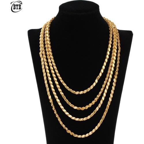 Turkish Oman Allah Jewelry Never Faded 4mm Width Necklace Muslim Islamic Gold Color Necklace Middle East Arab Jewelry