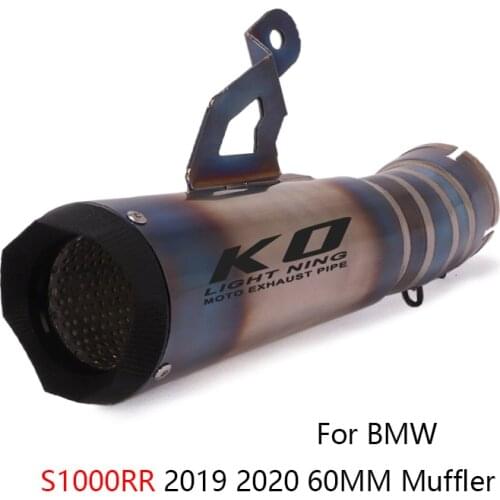 For BMW S1000RR 2019 2020 Motorcycle Exhaust Pipe Slip-on 60MM Muffler No DB Killer Escape Blue Titanium Alloy 265MM Replace