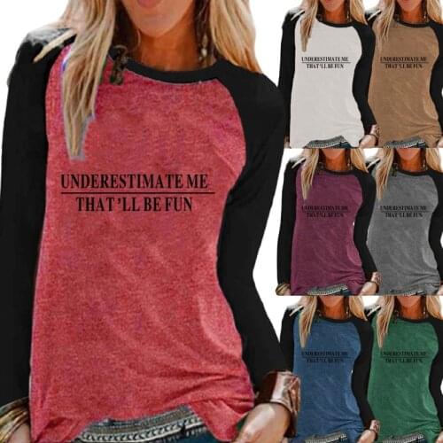 Ladies Autumn Fashion Letter Printing Casual Round Neck Long Sleeve Top Loose Raglan Sleeve Shirt Plus Size T-shirt