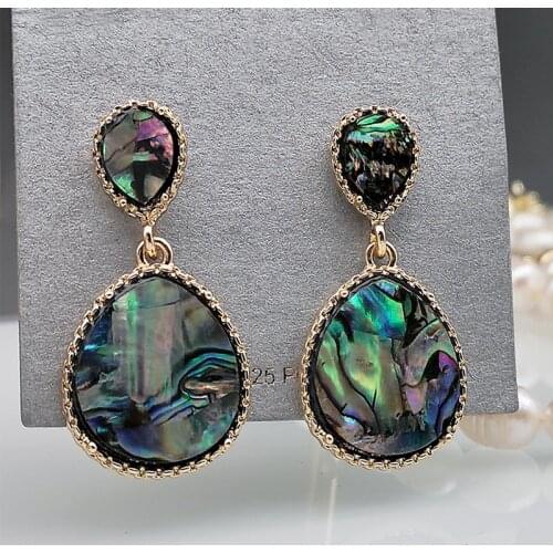 Fashion Personality Heart Of The Sea Water Drop Earring Ladies Beautiful Sky Design Mixed Color Stone Handmade Statement Earring