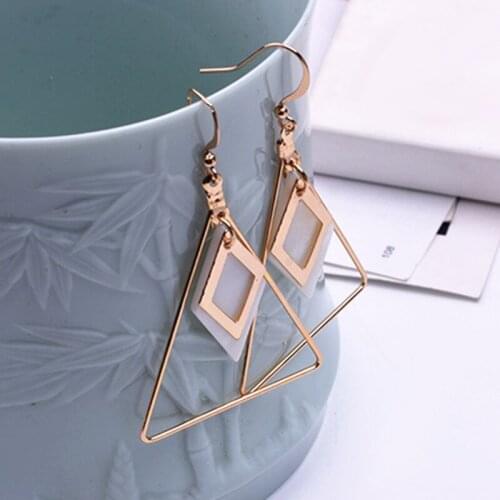 Retro Triangle Earrings Simple Geometry Triangular Female Natural Shell Earrings Fashion Jewelry Accessories Cheap Wholesale