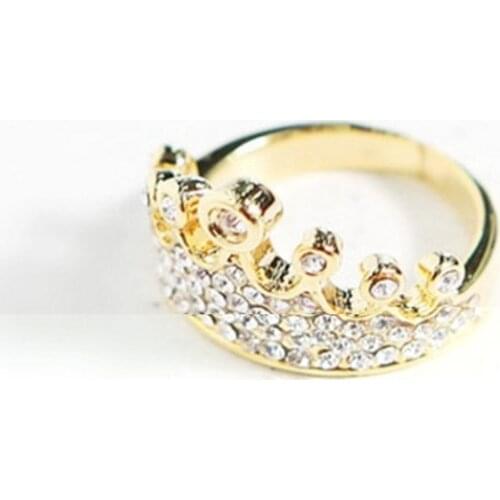 New design vintage crystal ring strong sense THE crown full Of crystal molding small ring for women free shipping