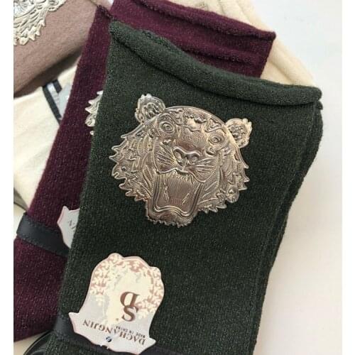 Outer Single Europe Street Filming Tiger Head Tube Socks Women All Size 35 To 42 Winter Warm Fashion Vintage Girls 1pair