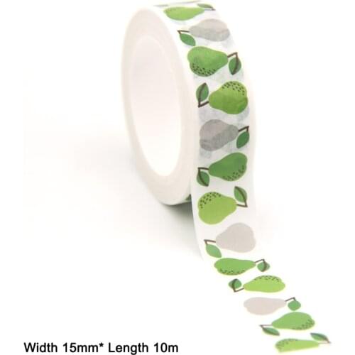 1PC 15MM*10M Green Grey Pear Washi Stickers Masking Tapes Decorative DIY Stationery office supplies kawaii washi tape set