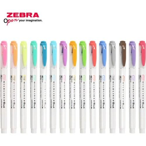 1pcs ZEBRA Soft Brush Pastel Highlighter WFT8 Double-Headed Student Marking Color Marker Handbook Marking Key Points