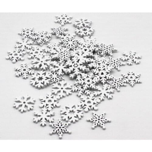 50/100pcs 25mm mix snowflake Wooden button Creative Wooden Piece Wooden Chip Pendant Wooden Chip for craft supplies scrapbooking