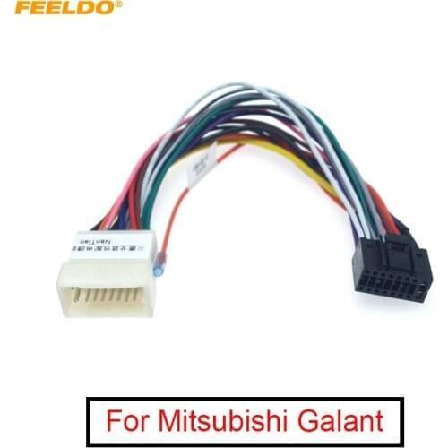 FEELDO 1PC Car Radio Stereo 16PIN Wiring Harness Adaptor For Mitsubishi Galant Audio Power Calbe Plug Head Unit Harness