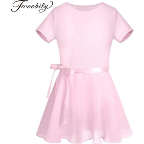 Kids Girls Ballet Tutu Dress Dance Costumes Ballet Gymnastics Leotard Chiffon Tied Skirt Childrens Performance Dancewear Sets