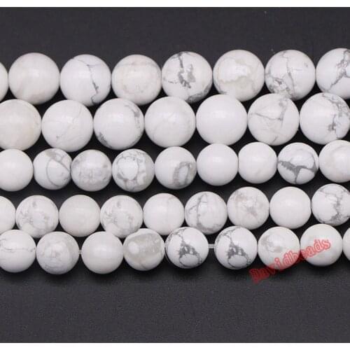 Free Shipping Wholesale !!!! 16" White Turquoises Round Beads 6/8/10/12/14mm Pick Size For Bracelet Necklace/ Jewelry Making DIY