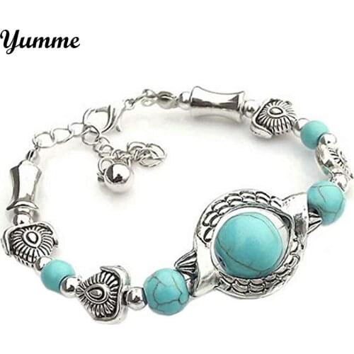 Handmade Natural Stone African Turquoises Beads Bracelet Unique Jewelry Green Design Beaded Bracelet For Women Men Gift #LR4