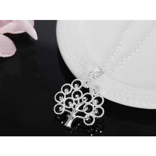 Charm 925 Sterling Silver Necklace For Women 18 inches elegant tree card Pendant Fashion Christmas gifts party Wedding Jewelry