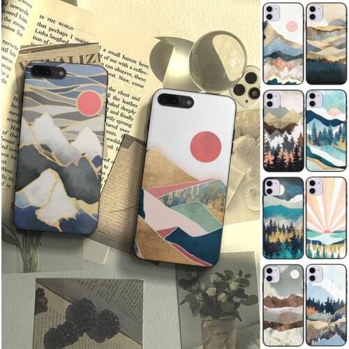 Mountain Forest Marble Moon Sun Phone Case Fundas Shell Cover For Iphone 6 6s 7 8 Plus Xr X Xs 11 12 13 Mini Pro Max