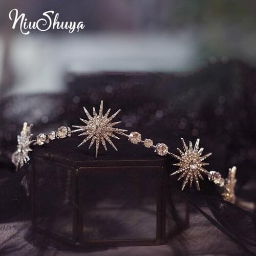 NiuShuya Rhinestone Flower Headband Wedding Crystal Hair Accessories Tiaras Crown Bridal Jewelry Wedding Head Jewelries