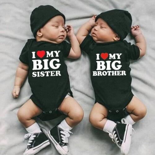 Newborn Baby Romper I Love My Big Sister and Brother Funny Infant Boy Girl Soft Short Sleeve Fashion Baby Kids Jumpsuit Outfit