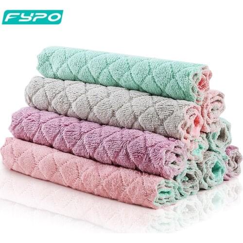 Fypo 2/5/10Pack Double-Sided Towel,Microfiber Cleaning Cloth,Strong Absorption Water,Remove The Oil and dust Kitchen Towels