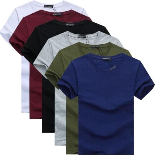 Oversized 6pcs/lot High Quality Mens T-Shirts Casual Short Sleeve T-shirt Mens Solid Casual Cotton Tee Shirt Summer Clothing