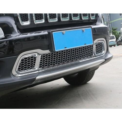Chrome ABS Exterior Car Front Grill Bumper Grille Mesh Net Trim Cover Stickers Staying For Jeep Cherokee 2014-16