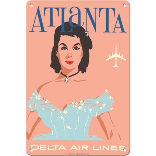 Pacifica Island Art Atlanta, Georgia - Southern Belle - Delta Air Lines - Vintage Airline Travel Poster by John Hardy