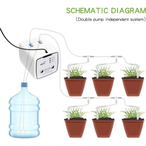 Intelligent Drip Irrigation System Set Single Double Pump Automatic Watering Device Timer Garden Self-Watering Kit for Flowers