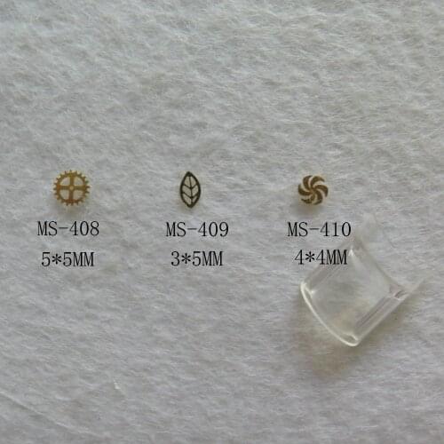 MS408-410 100pcs Gold Cute Hard Metal Sticker Gear Leaf Swirl Non-adhesive Nail Art Metal Sticker Nail Art Decoration