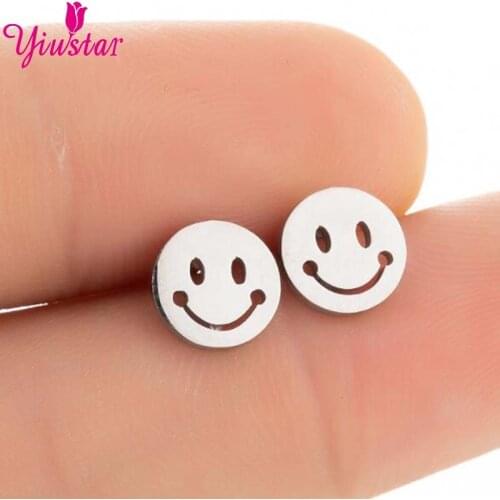 Mens 2020 Stainless Steel Smiley Face Earrings Personality Fashion Unisex Smiley Face Earrings Pierced Punk Jewelry Christmas