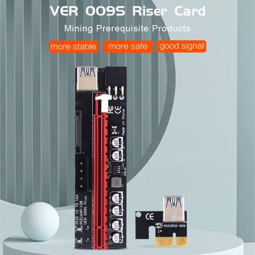 Newest 1-10PCS 6 Capacitance PCIE Riser 009S Plus PCI-E x16 PCI Express Extension Riser Card VER009S for Mining Video Card