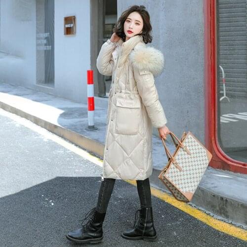 New Mid-length Down Cotton Coat Women Korean Version Loose Drawstring Waist Slim Jacket Tide Ins 2022 Winter Thick Coats LR1810
