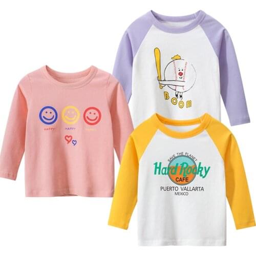 New Design Long-sleeve Cotton Girl T-shirt Fashion Baby Girls Tops Cute Newborn Clothes 3 pcs a lot 2-7T