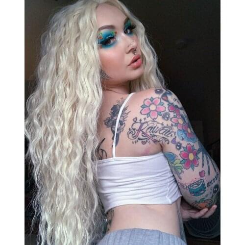 Platinum Blonde Wig Synthetic Hair Long WavyCosplay Wig High Temperature Hair for Women