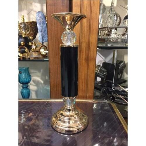 Lucky Art Oz 002 Gold & Black Long Cylinder Candlestick