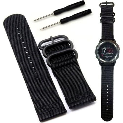 Nylon Watch Band 26mm Luxury Nylon Strap 3 Ring Watch Replacement Band For Garmin Fenix 3 Black/Green 2016 Hot Sale Fashion