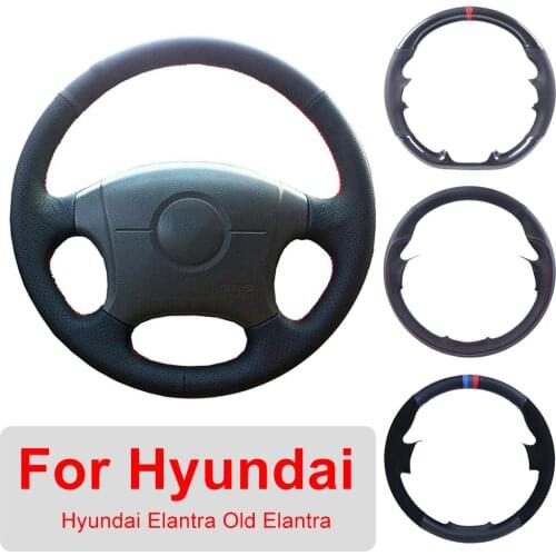 DIY Car Steering Wheel Cover Customized For 2004-2011 Hyundai Elantra Old Elantra Leather Braiding Cover For Steering Wheel
