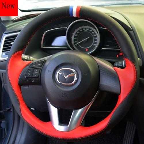 DIY Hand-Stitched Leather Suede Car Steering Wheel Cover for Mazda 3 CX-5 CX-8 Cx-4 Cx-3 Atenza Interior Accessories
