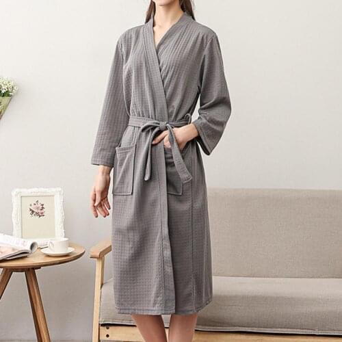 Grid Texture Sexy Solid Belt Color Women Bathrobe Open Stitching Sleeping Robes Belt for Women