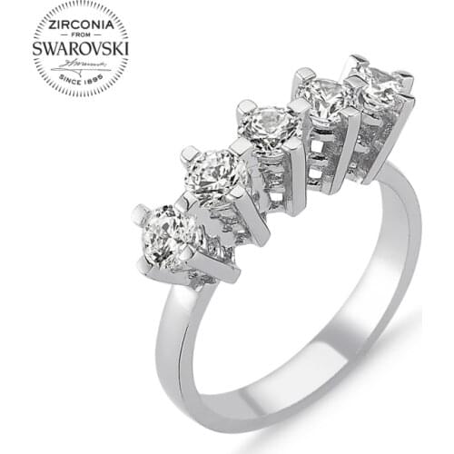 Silver 925 Sterling Swarovski Zirconia Gemstone Dibs Ring